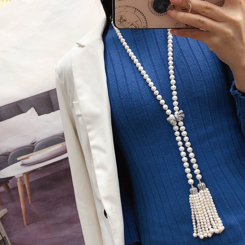"Freshwater Pearl Necklace | Long-Length Simple Fashion for Women"
