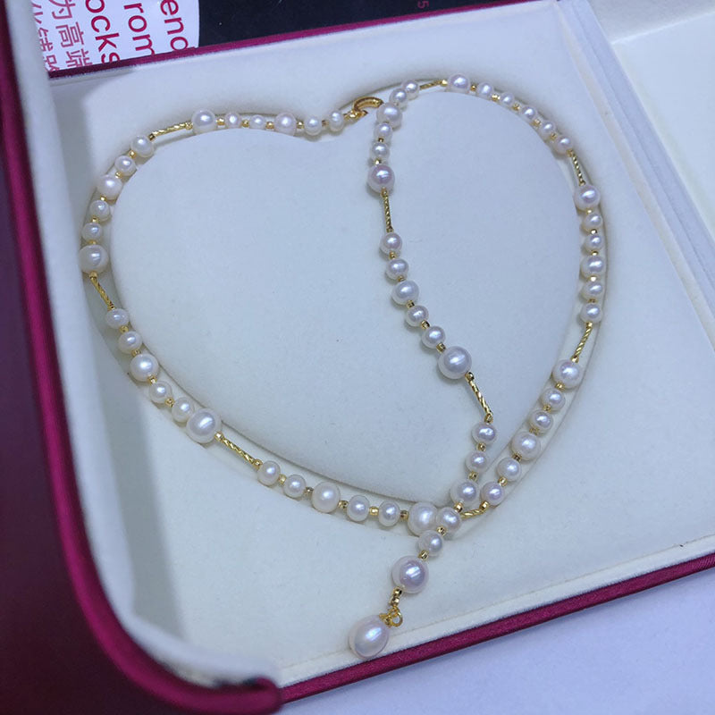 "Freshwater Pearl Necklace | Long-Length Simple Fashion for Women"