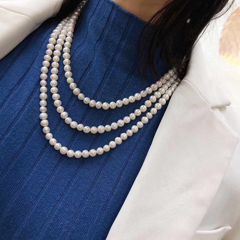 "Freshwater Pearl Necklace | Long-Length Simple Fashion for Women"