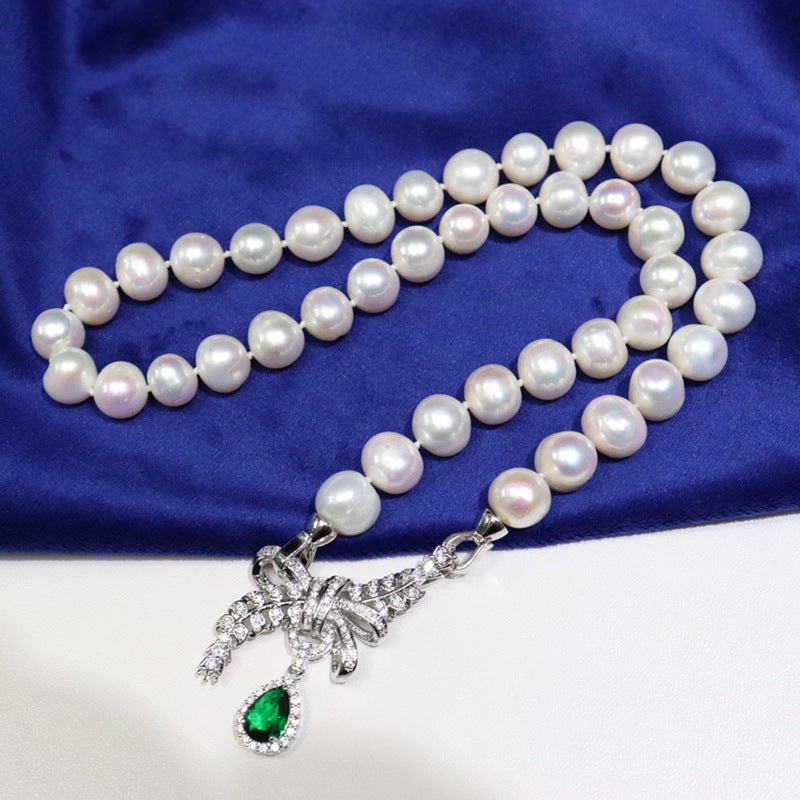 Freshwater pearl necklace women's 8-9mm nearly round and slightly flawed one multi-band autumn and winter fashion versatile collarbone chain jewelry 377