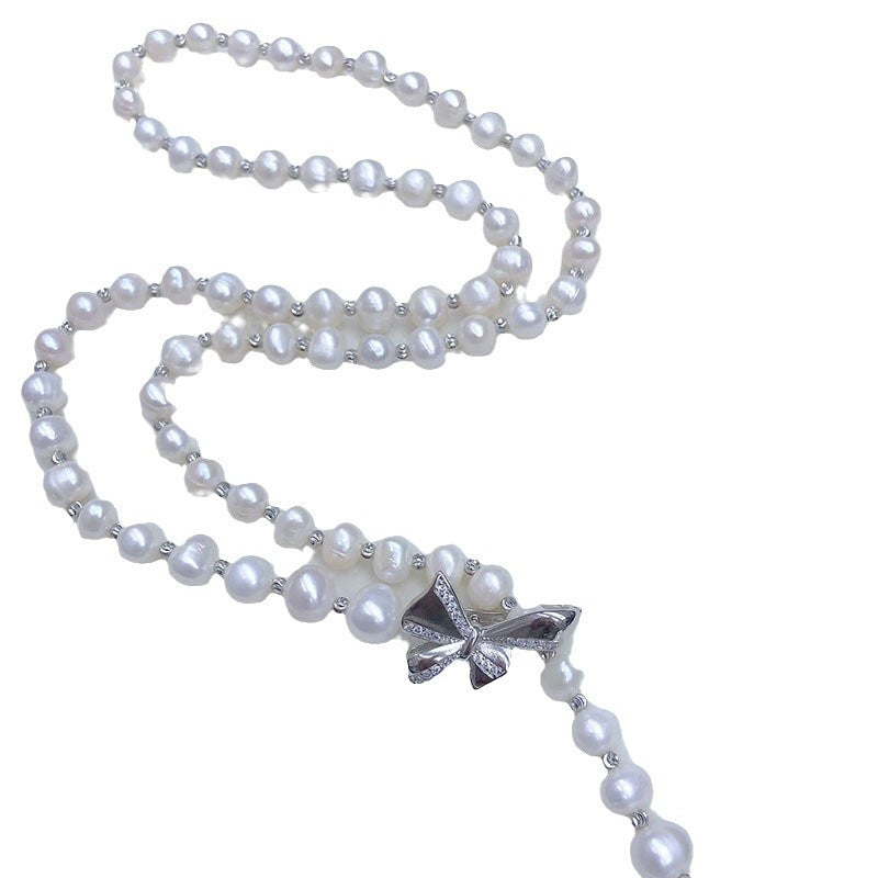 "Freshwater Pearl Necklace | Long-Length Simple Fashion for Women"