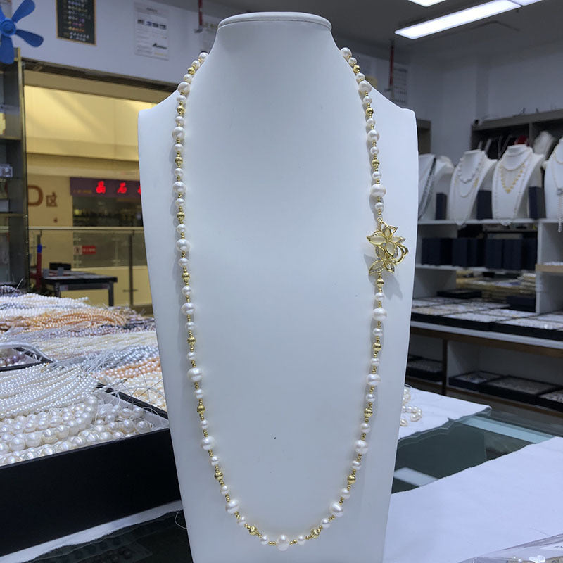 "Freshwater Pearl Necklace | Long-Length Simple Fashion for Women"
