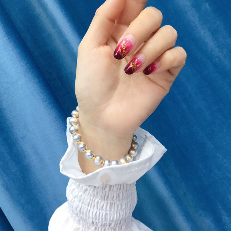 Natural freshwater pearl bracelet 6-7mm gold-wrapped craft hand-wound