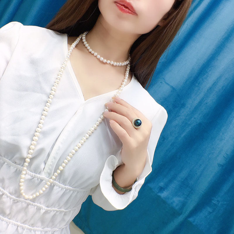 "Freshwater Pearl Necklace | Long-Length Simple Fashion for Women"