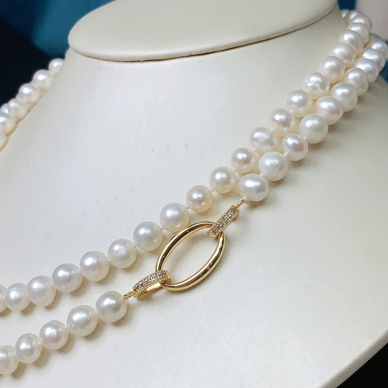 New Natural Freshwater Pearl Necklace - Long Versatile Minimalist Jewelry for Women, Elegant Fashion Pearl Chain