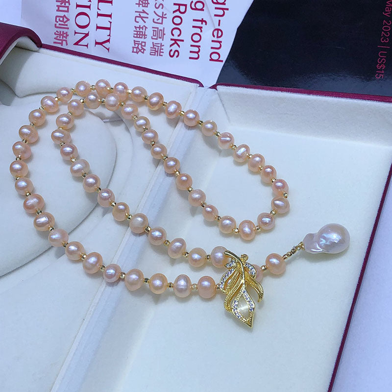 "Freshwater Pearl Necklace | Long-Length Simple Fashion for Women"