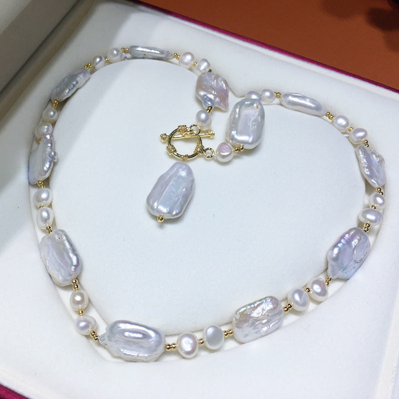 Manufacturers wholesale live supply a variety of freshwater pearl baroque necklace 4-17mm fashionable and simple women's winter new models