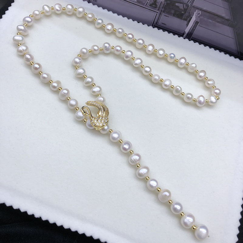 "Freshwater Pearl Necklace | Long-Length Simple Fashion for Women"