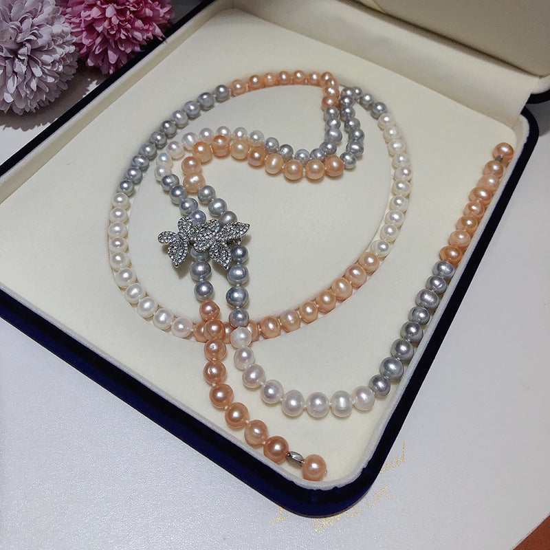 New Freshwater Pearl Necklace for Women - Luxury Multi-Wear Long Pendant Chain, Elegant and Versatile Design