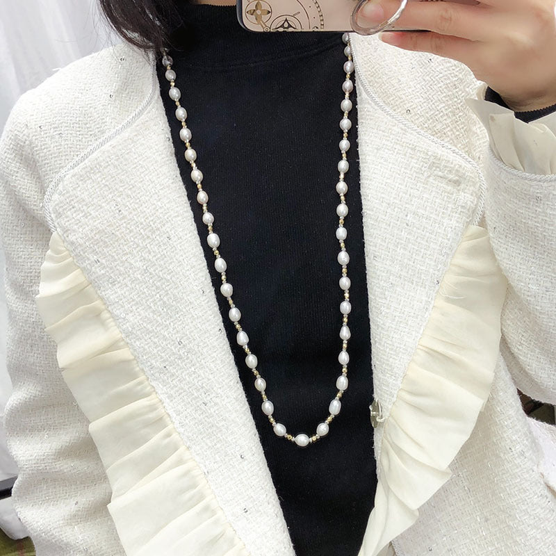 "Freshwater Pearl Necklace | Long-Length Simple Fashion for Women"