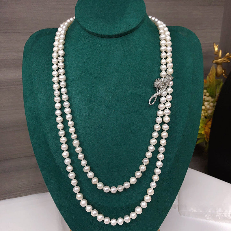 Multi-Way Freshwater Pearl Necklace - 7-8mm, Vintage French Style, Wholesale