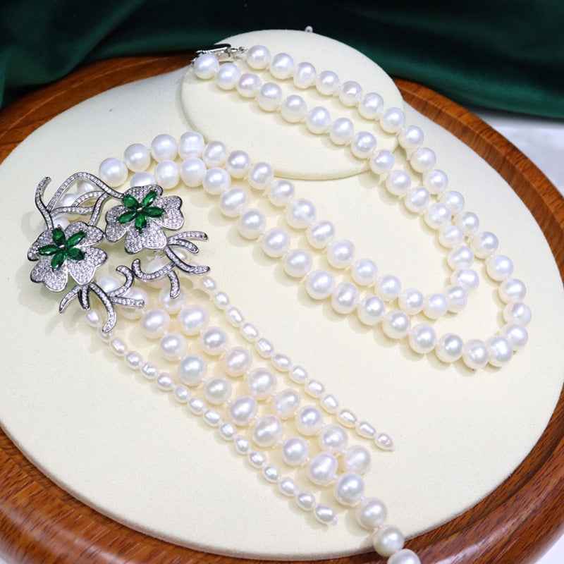 White Freshwater Pearl Necklace - Vintage Pendant Design, Elegant Gift