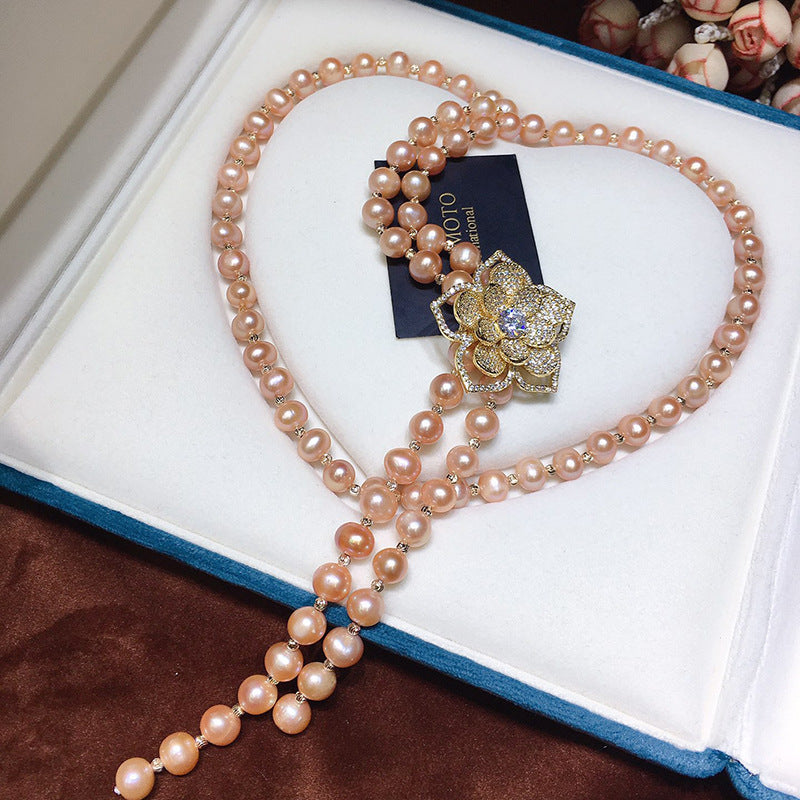 "Freshwater Pearl Necklace | Long-Length Simple Fashion for Women"