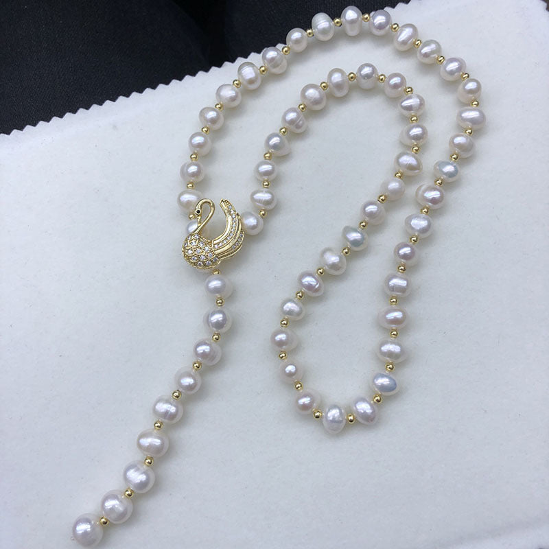"Freshwater Pearl Necklace | Long-Length Simple Fashion for Women"