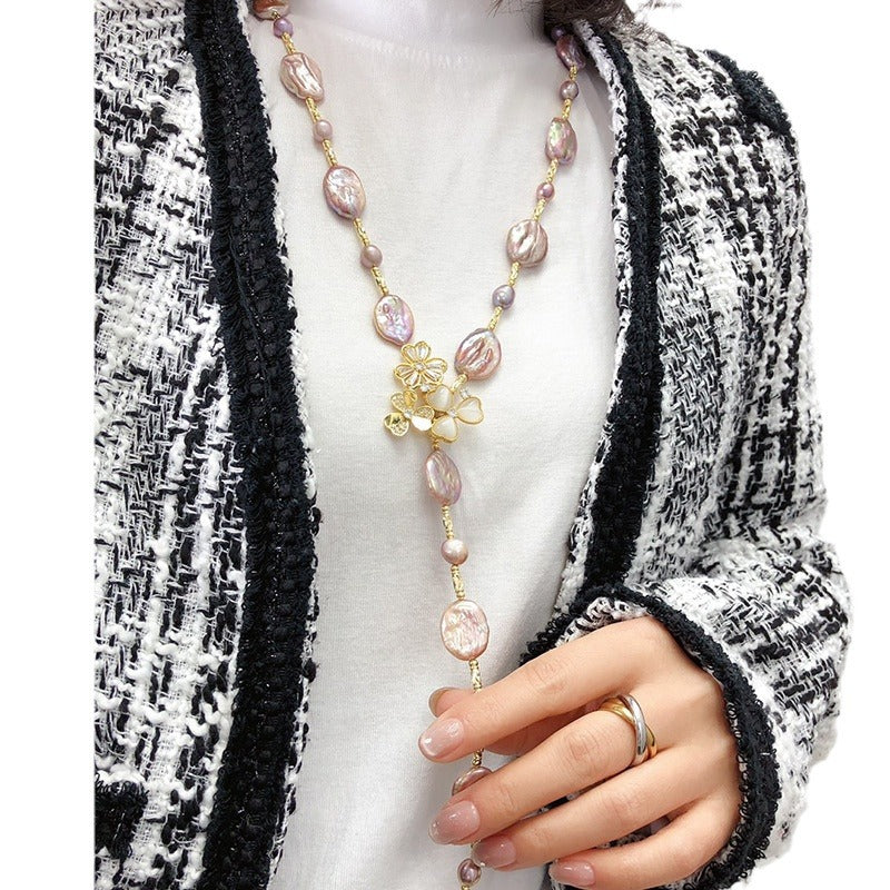 "Freshwater Pearl Necklace | Long-Length Simple Fashion for Women"