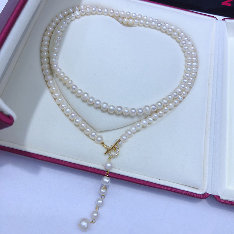 "Freshwater Pearl Necklace | Long-Length Simple Fashion for Women"