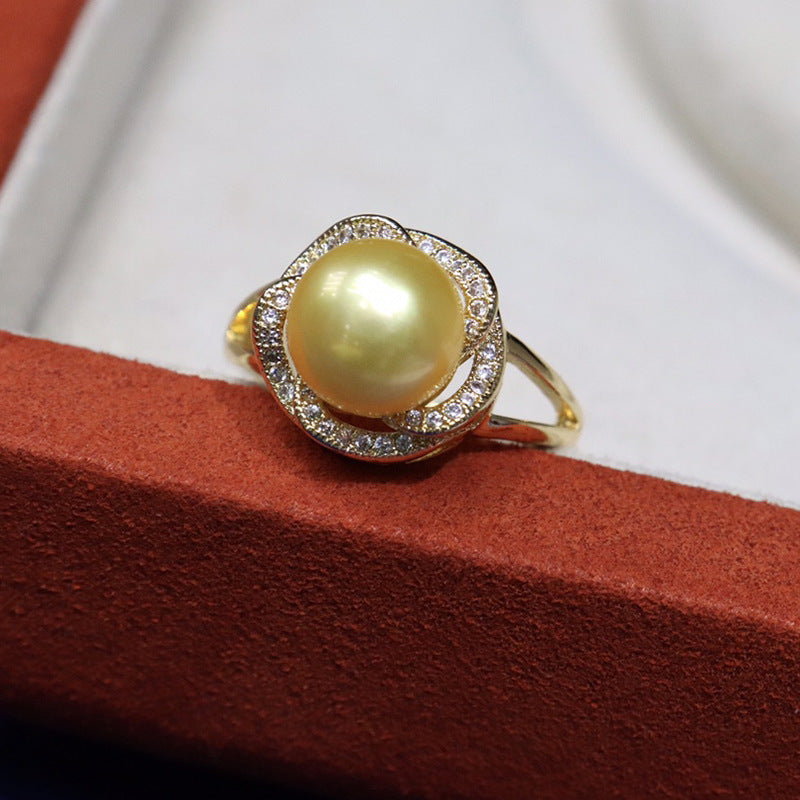 Natural freshwater pearl ring8-9mm, gilded with 18K gold versatile in temperament