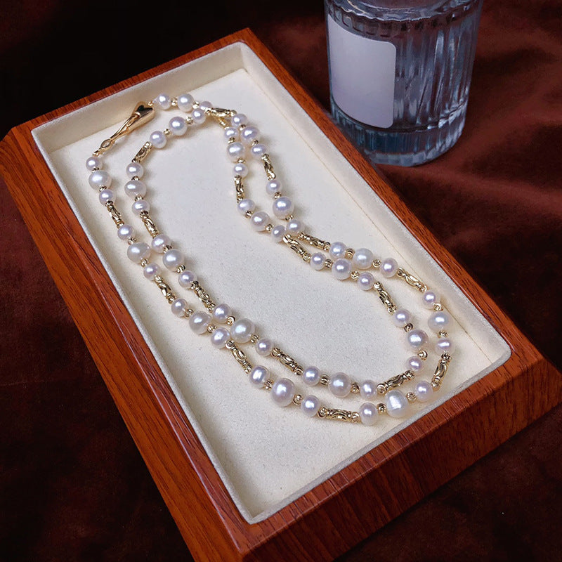 "Freshwater Pearl Necklace | Long-Length Simple Fashion for Women"