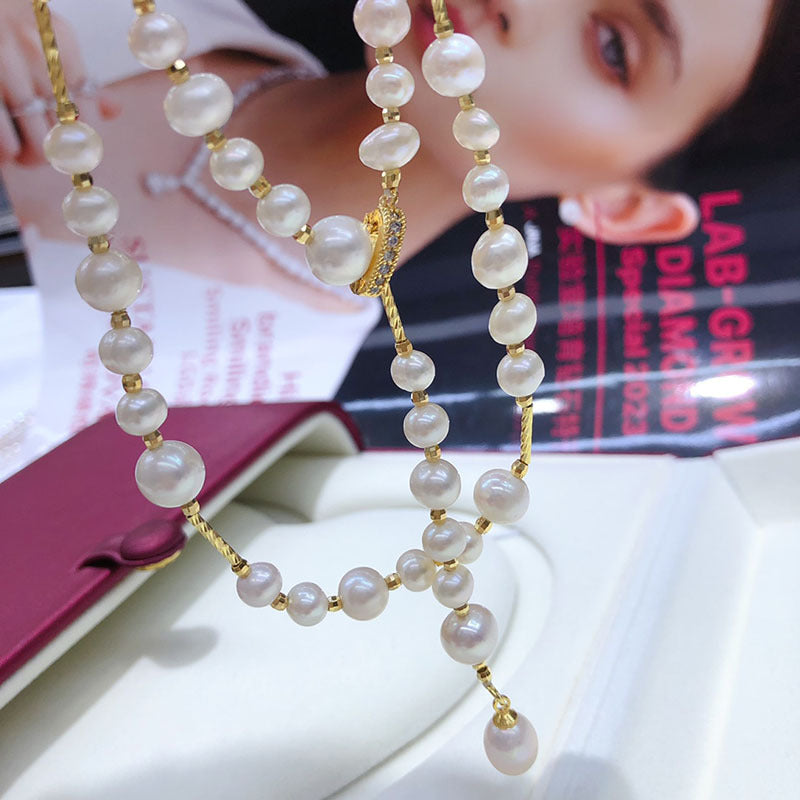 "Freshwater Pearl Necklace | Long-Length Simple Fashion for Women"