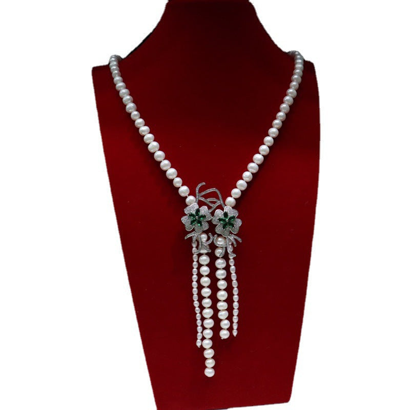 White Freshwater Pearl Necklace - Vintage Pendant Design, Elegant Gift