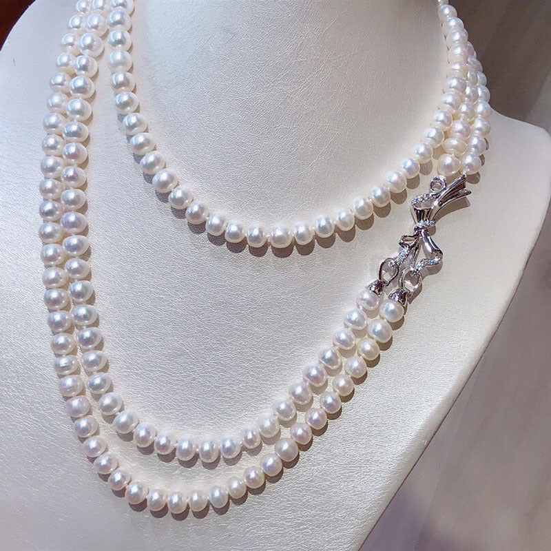 "Freshwater Pearl Necklace | Long-Length Simple Fashion for Women"