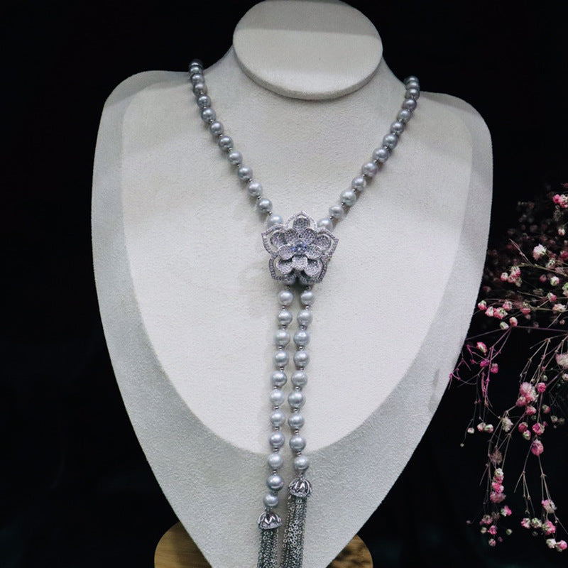 "Freshwater Pearl Necklace | Long-Length Simple Fashion for Women"