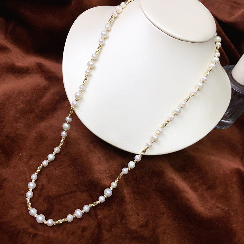 "Freshwater Pearl Necklace | Long-Length Simple Fashion for Women"