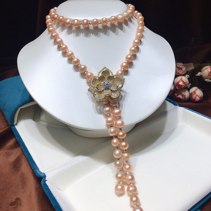 "Freshwater Pearl Necklace | Long-Length Simple Fashion for Women"
