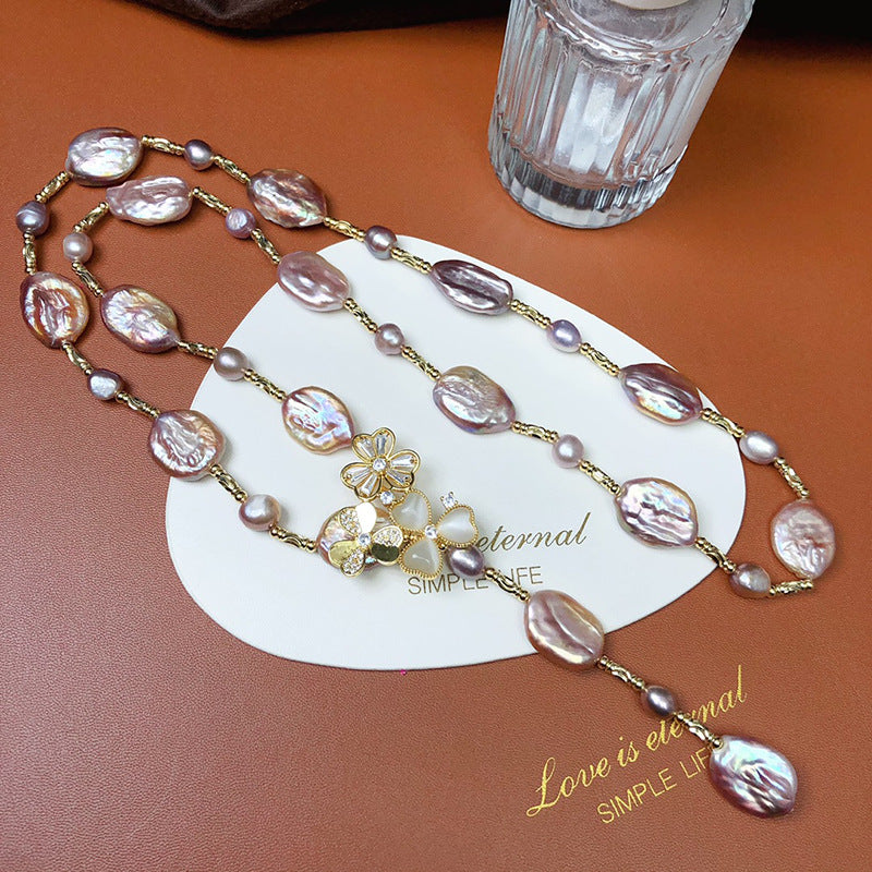 "Freshwater Pearl Necklace | Long-Length Simple Fashion for Women"