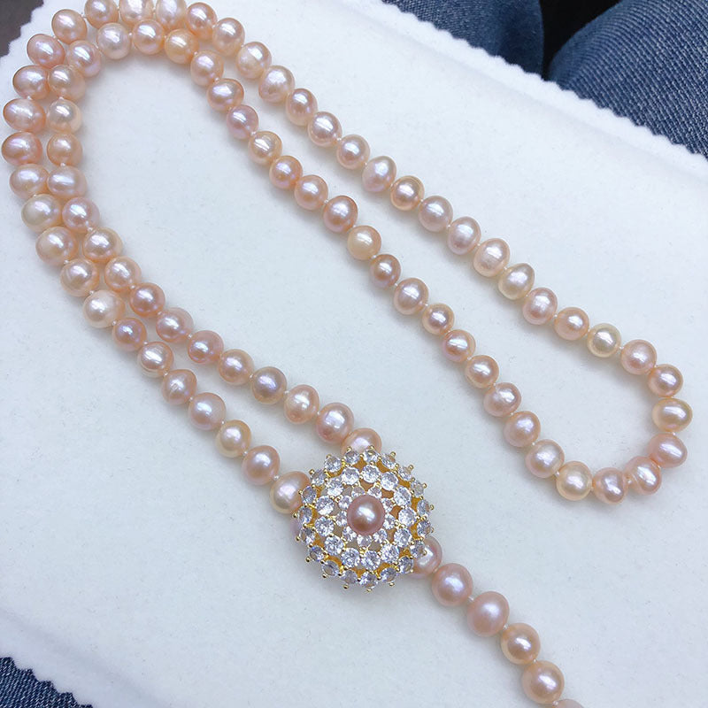 "Freshwater Pearl Necklace | Long-Length Simple Fashion for Women"