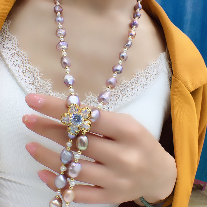 "Freshwater Pearl Necklace | Long-Length Simple Fashion for Women"