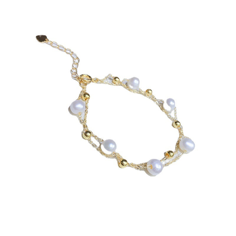 18k gold-wrapped natural freshwater pearl bracelet