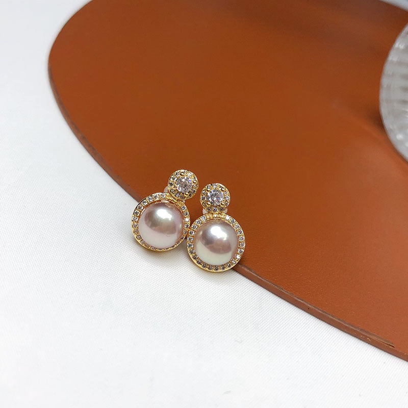 freshwater pearl stud earrings fashion versatile jewelry