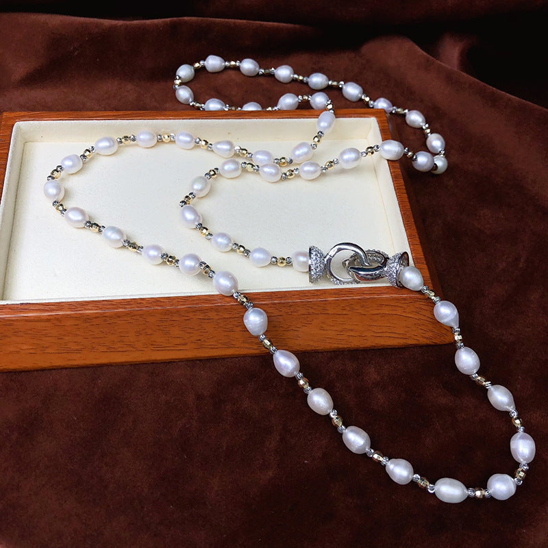 Irregular Natural Freshwater Pearl Necklace - Unique Baroque Jewelry for Women, Minimalist Luxury Versatile Fashion Accessories