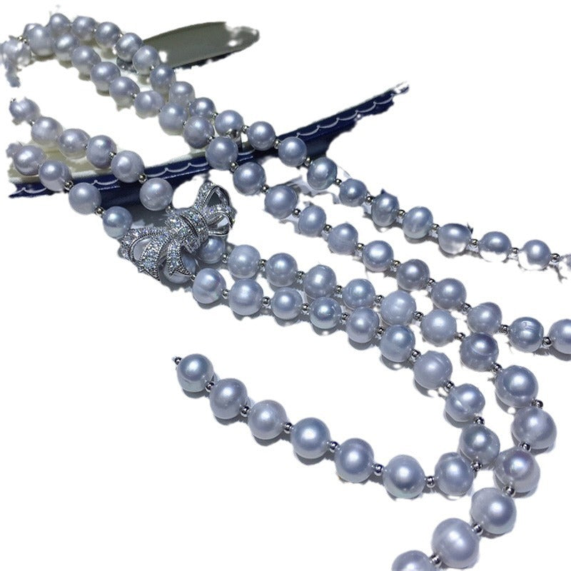 Gray Freshwater Pearl Necklace - 8-9mm Pendant, Unique & Fashionable Design