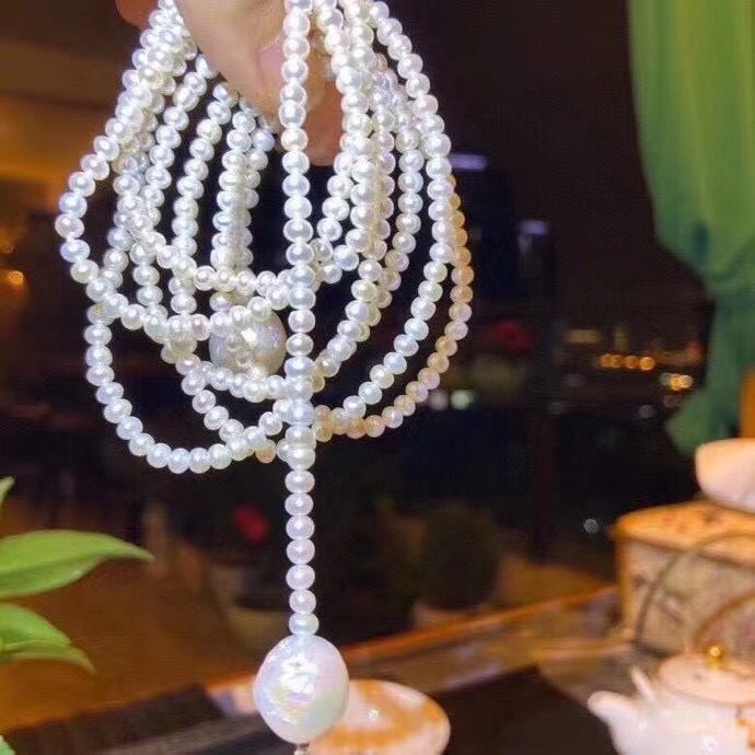 "Freshwater Pearl Necklace | Long-Length Simple Fashion for Women"