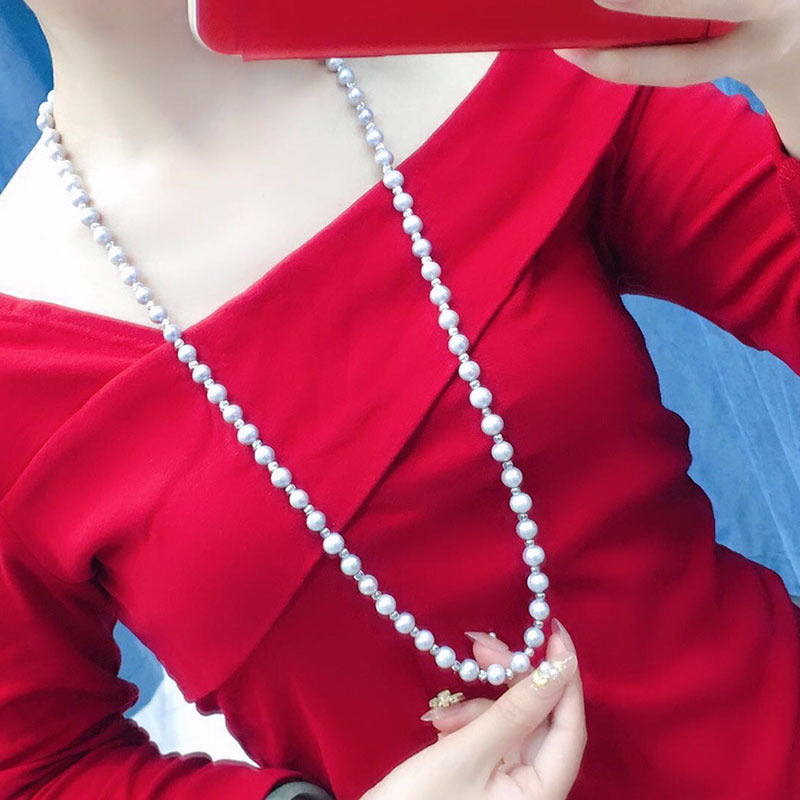 "Freshwater Pearl Necklace | Long-Length Simple Fashion for Women"
