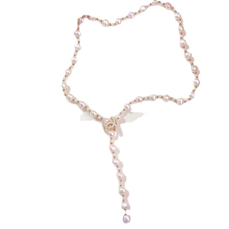 Natural Baroque Pearl Necklace for Women - Short Irregular Freshwater Pearl Chain, Fashion Jewelry for Autumn and Winter