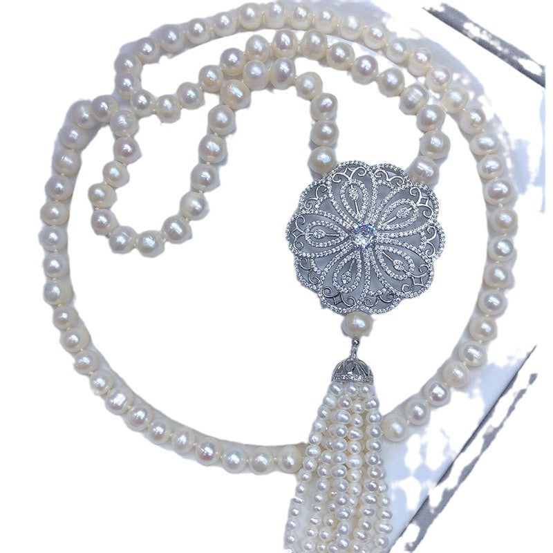 "Freshwater Pearl Necklace | Long-Length Simple Fashion for Women"