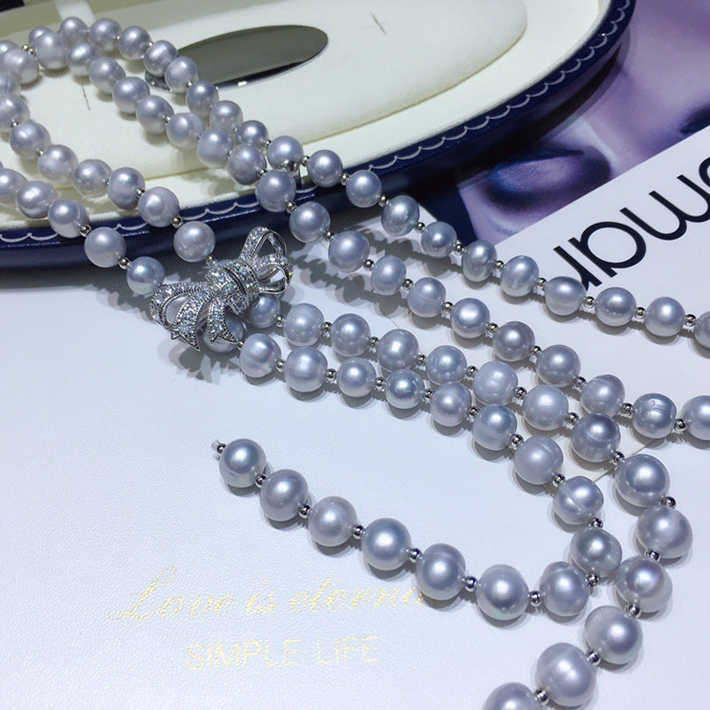 Gray Freshwater Pearl Necklace - 8-9mm Pendant, Unique & Fashionable Design