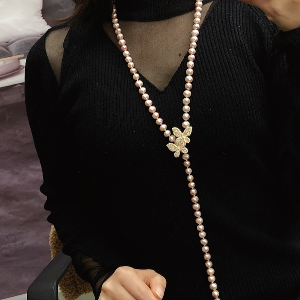 "Freshwater Pearl Necklace | Long-Length Simple Fashion for Women"