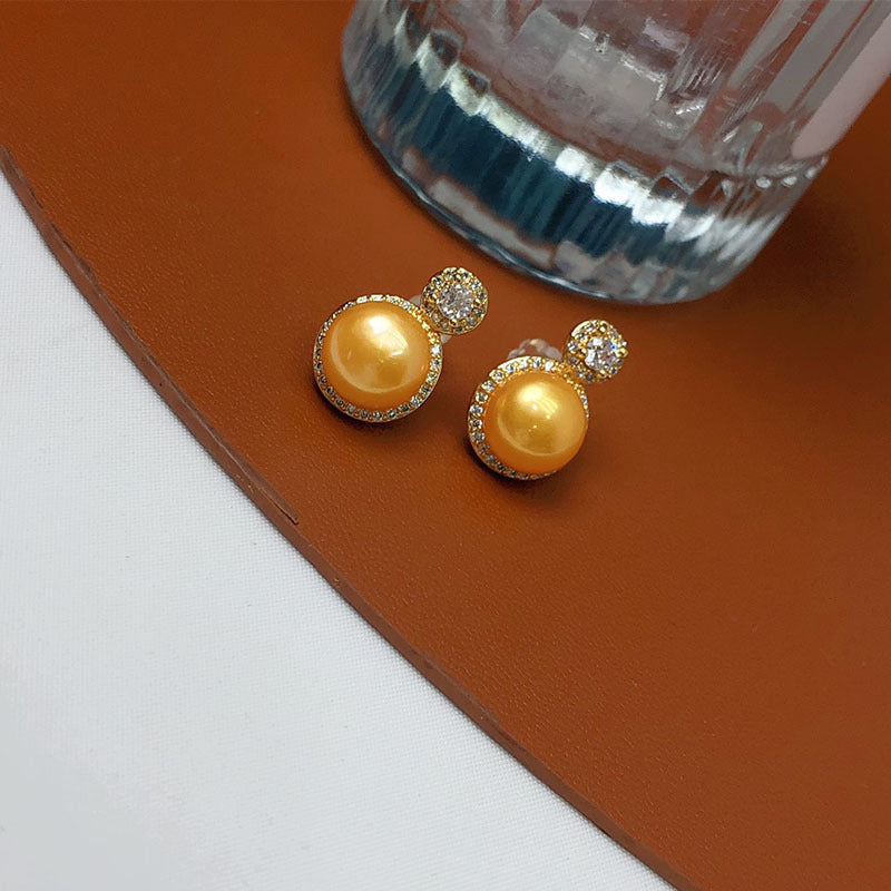 freshwater pearl stud earrings fashion versatile jewelry