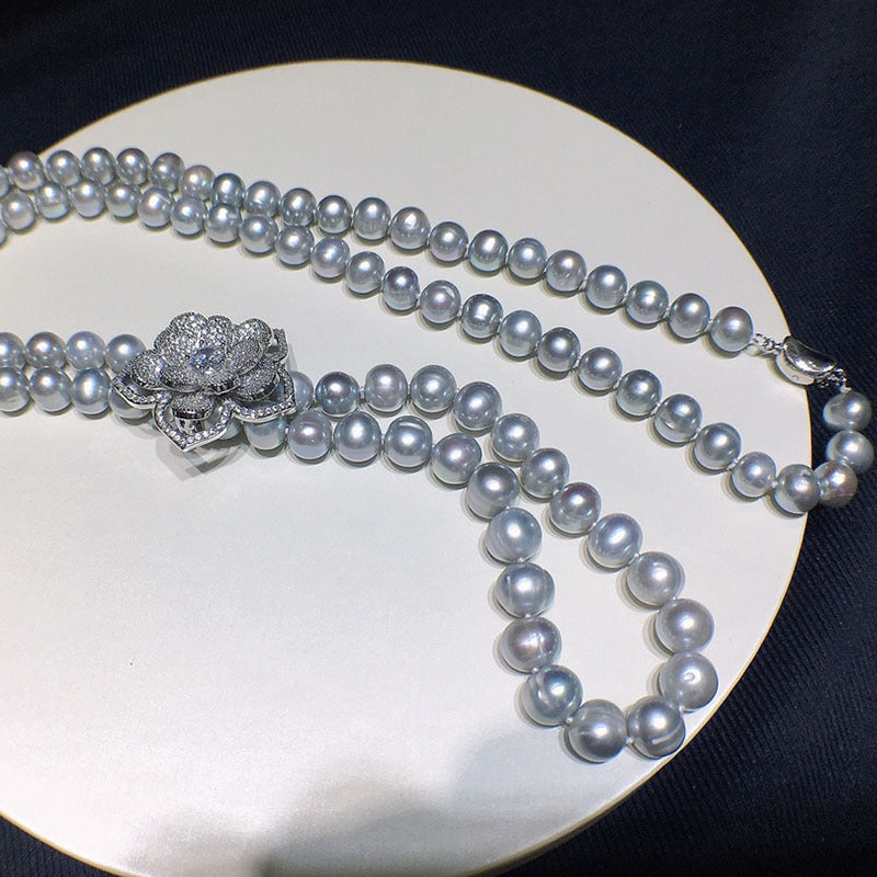 "Freshwater Pearl Sweater Chain | 8-9mm Simple Elegant Necklace for Women"