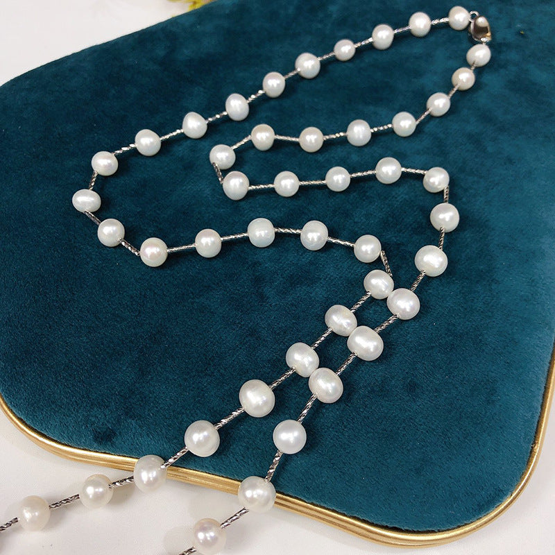 "Freshwater Pearl Necklace | Long-Length Simple Fashion for Women"