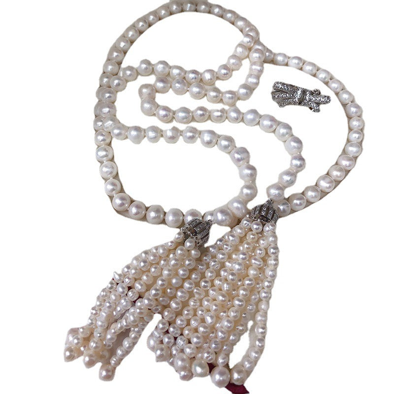 "Freshwater Pearl Necklace | Long-Length Simple Fashion for Women"