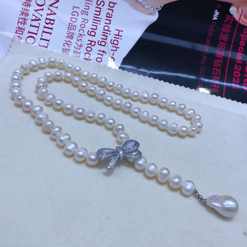 "Freshwater Pearl Necklace | Long-Length Simple Fashion for Women"