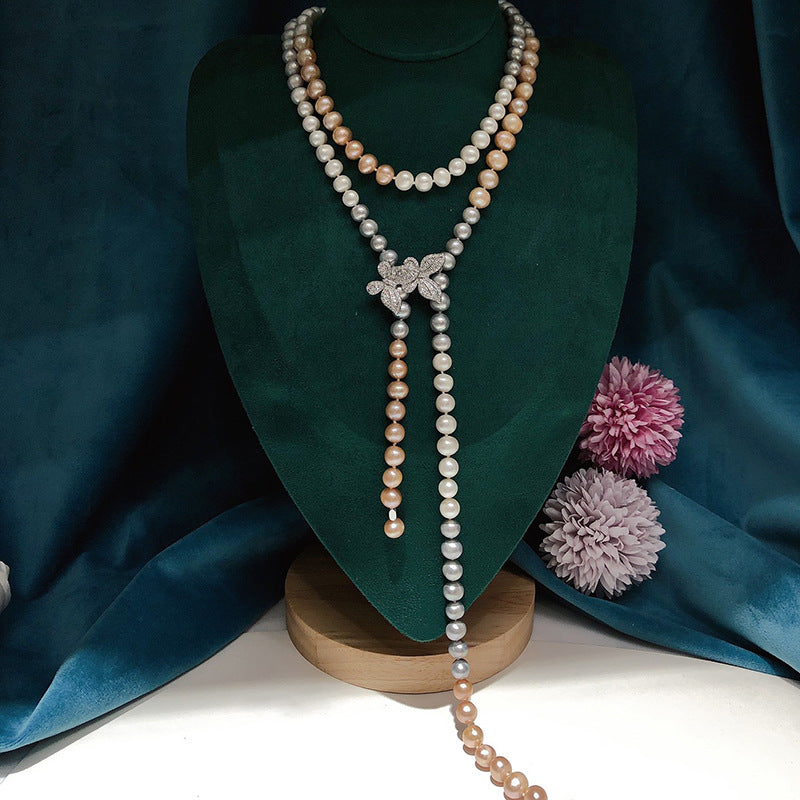 New Freshwater Pearl Necklace for Women - Luxury Multi-Wear Long Pendant Chain, Elegant and Versatile Design