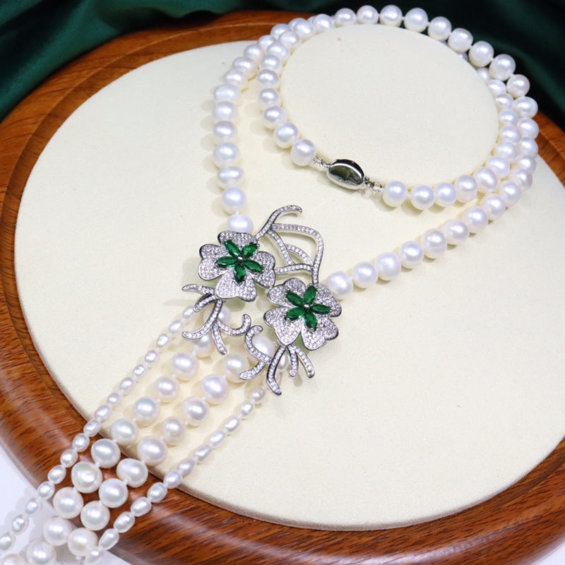 White Freshwater Pearl Necklace - Vintage Pendant Design, Elegant Gift