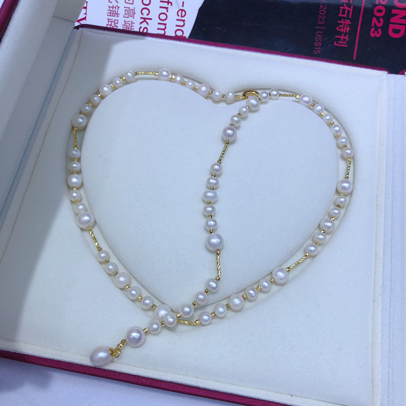 "Freshwater Pearl Necklace | Long-Length Simple Fashion for Women"