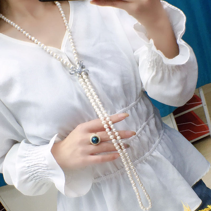 "Freshwater Pearl Necklace | Long-Length Simple Fashion for Women"